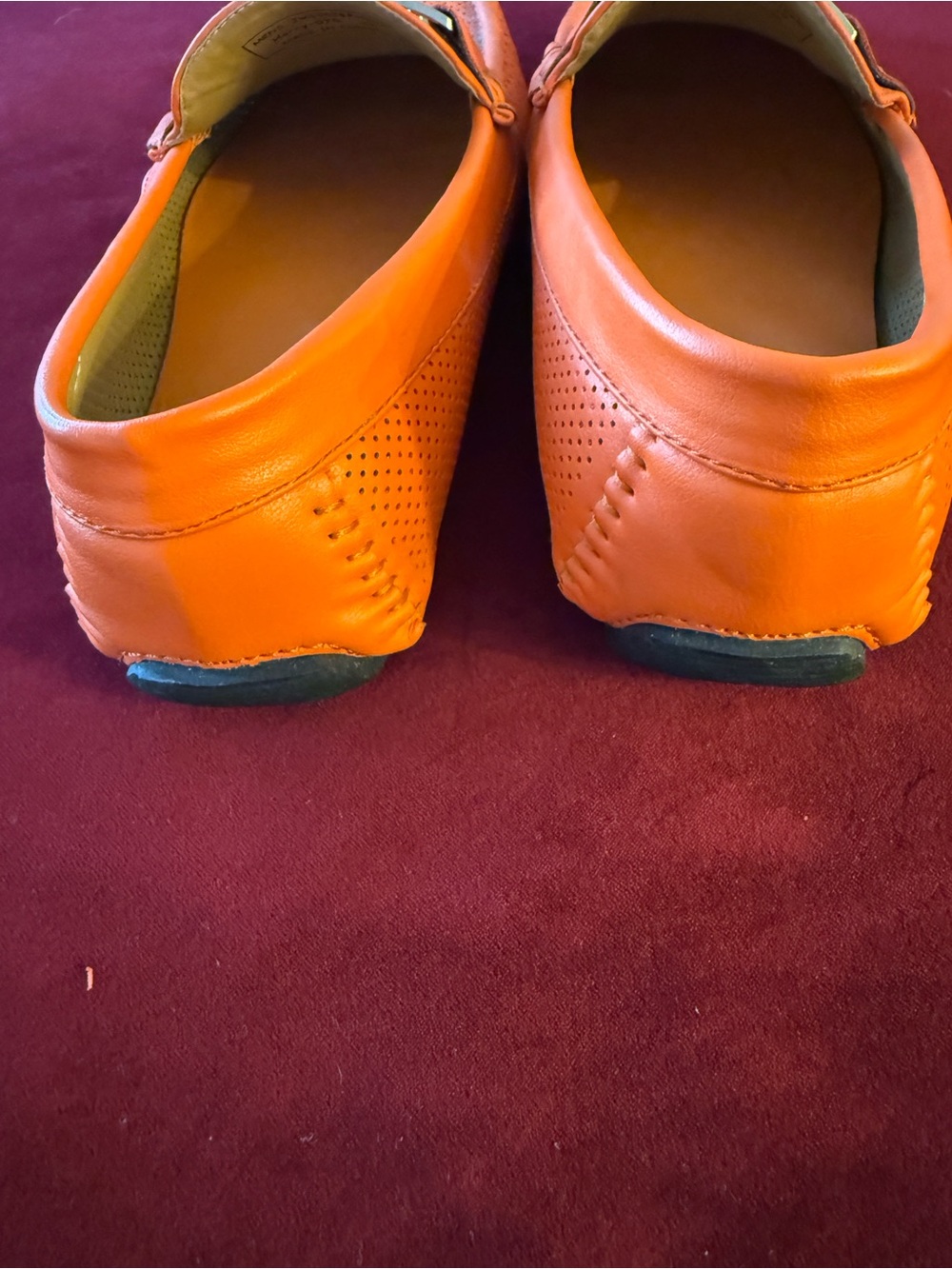 Amalfi Men's Orange Perforated Leather Bit Loafers size 10 - Picture 6 of 7